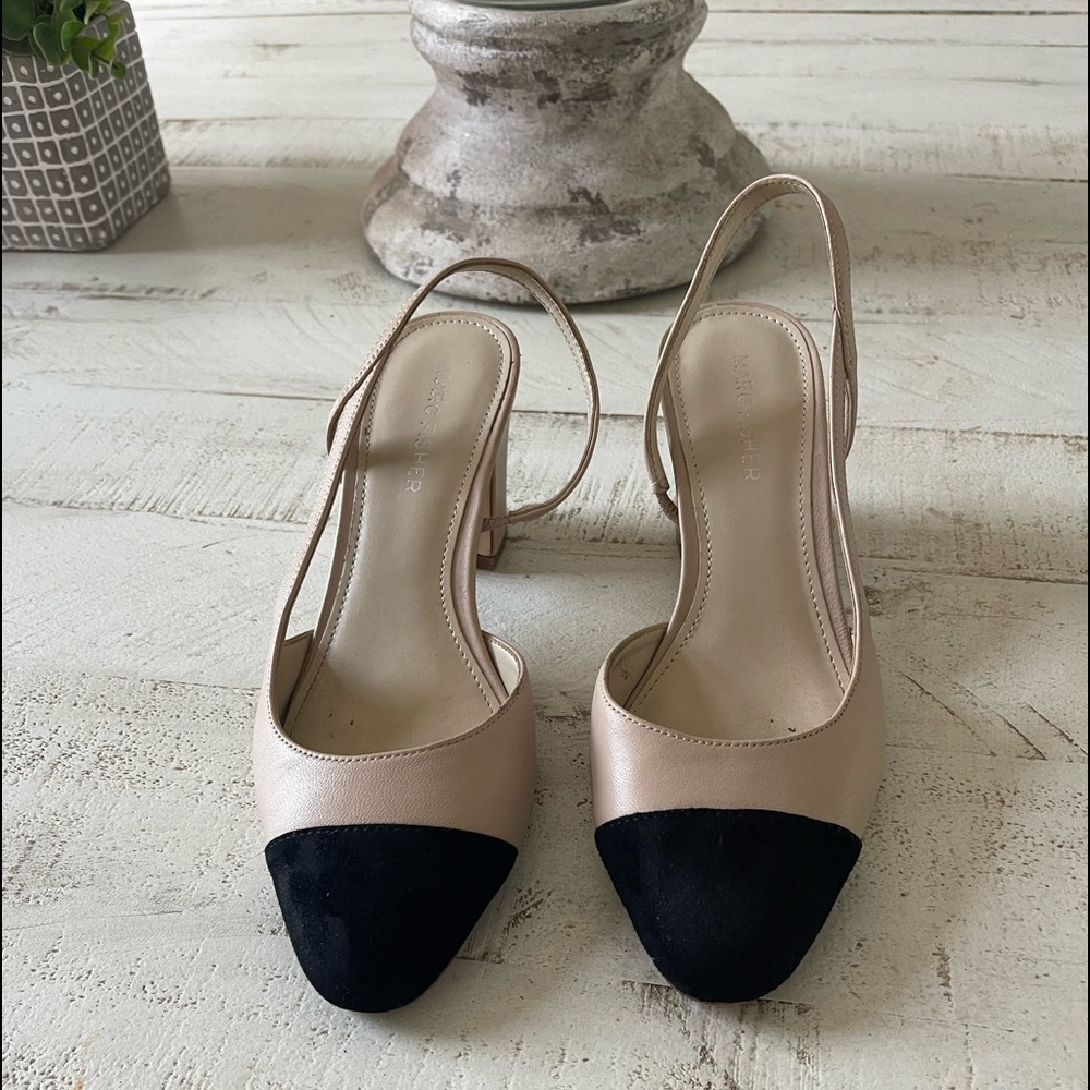 Mark fisher sling back Black and Tan shoes size 6